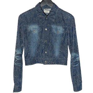 Versace Jeans Couture Paisley Crystal Denim Jacket